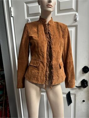 Pamela Mc Coy Women's Chestnut Suede Fringe Jacket - Brown Sz XS